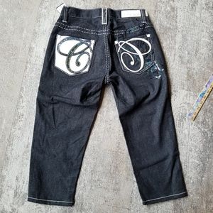 COOGI Jean Capri Shorts Embellished Big Stitch NEW